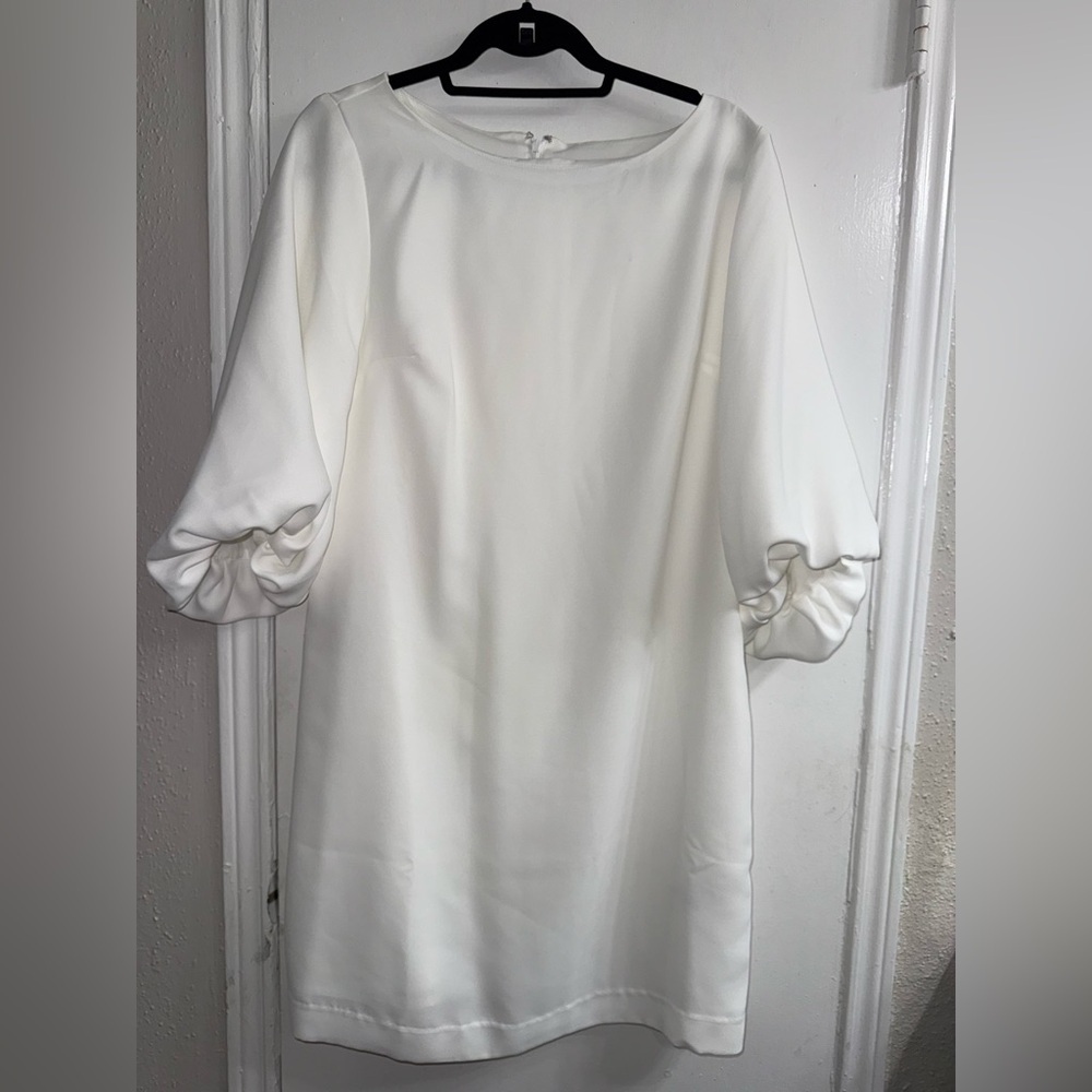 Banana Republic balloon-sleeve white dress size 10 NWT - Picture 2 of 7
